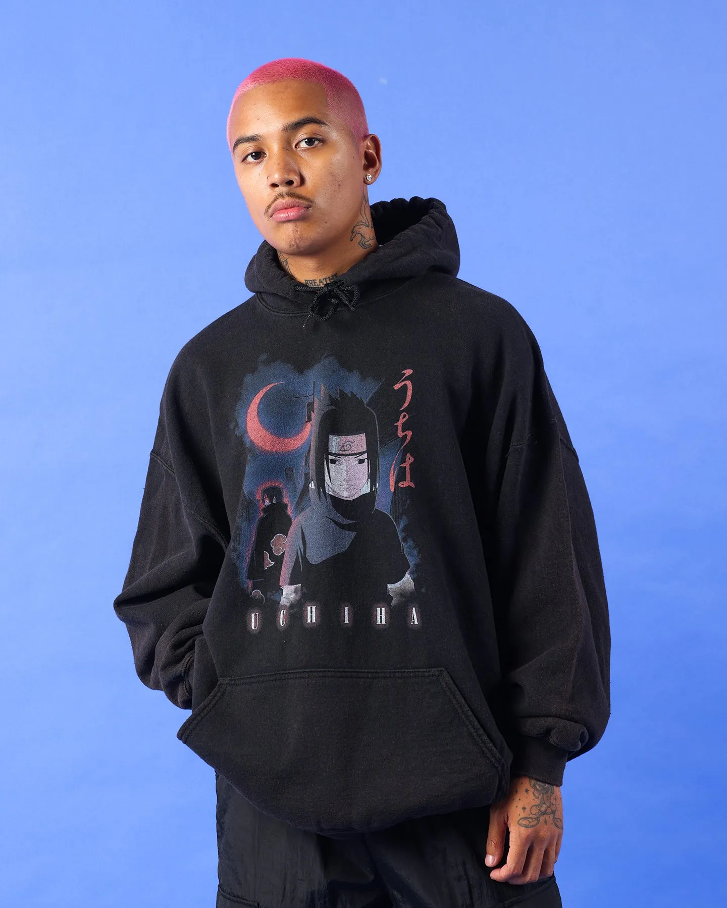 Goat Crew X Naruto Uchiha Vintage Hoodie Black Wash Office Look