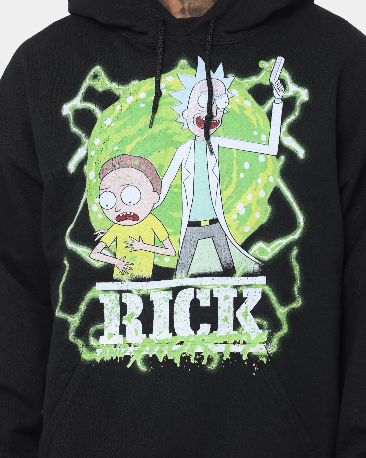 Goat Crew X Rick And Morty Portal Hoodie Black SlitPockets Universal Size Adaptation