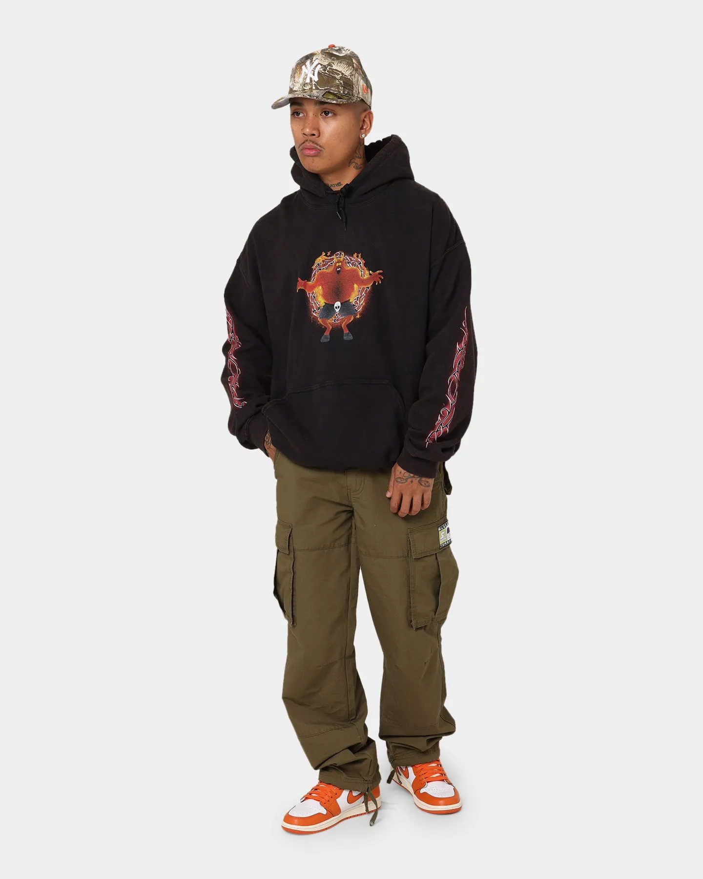 Fashionable Cooperate Goat Crew X South Park Satan Vintage Hoodie Black Wash