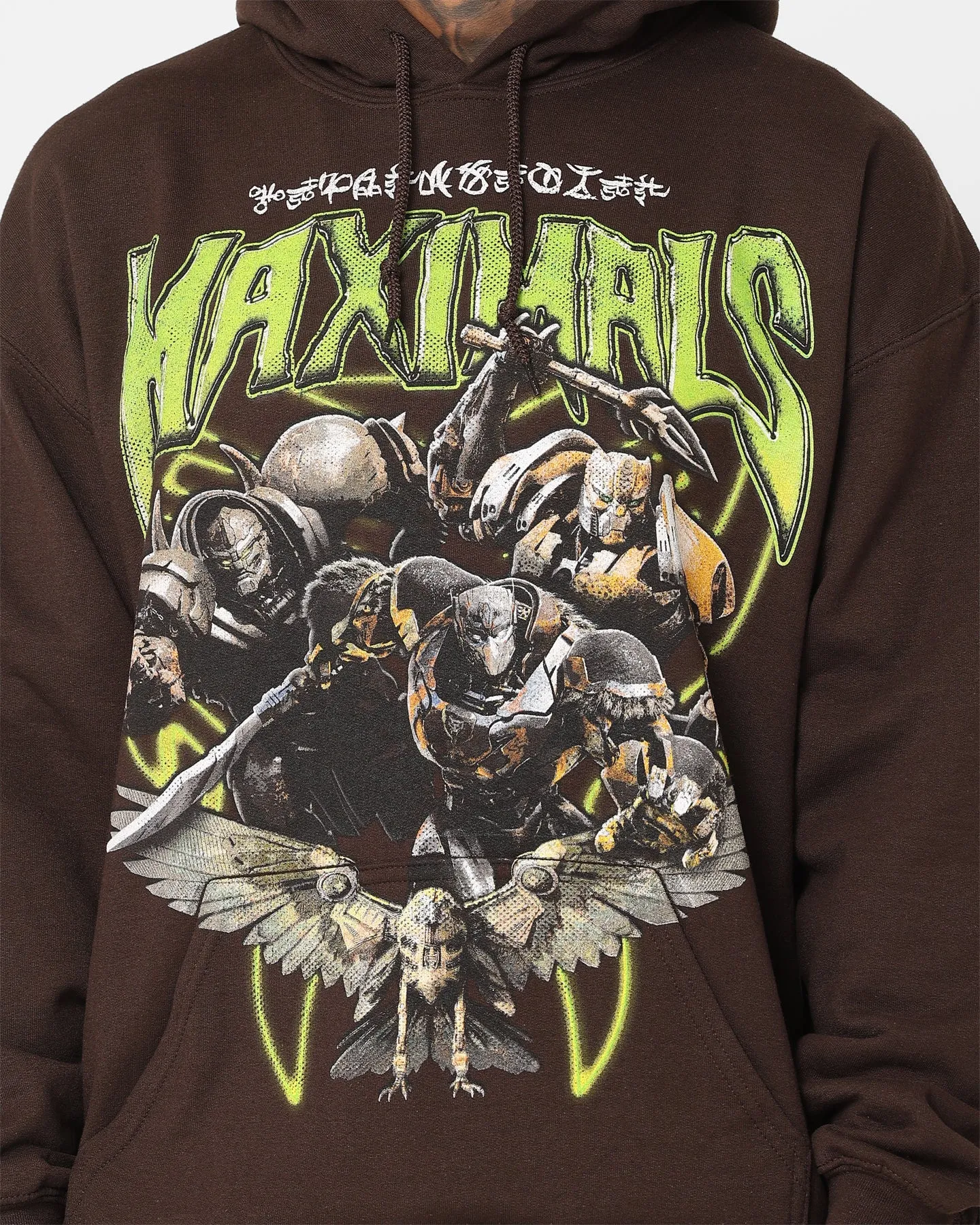 Drop Hood Style Packable Construction Goat Crew X Transformers Maximals Vintage Hoodie Brown Wash