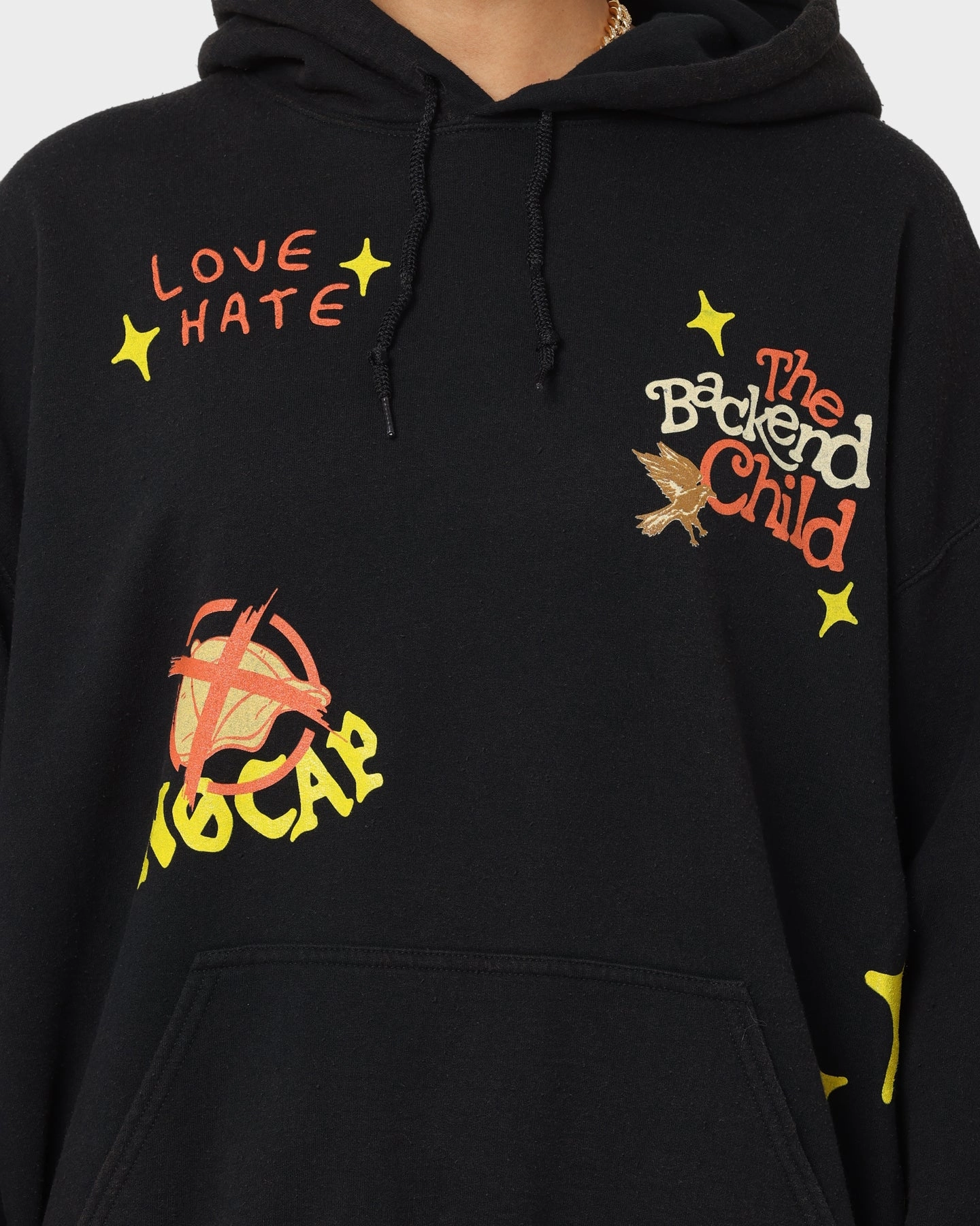 Goat Crew All Over No Cap Vintage Hoodie Black Wash Surprise belt