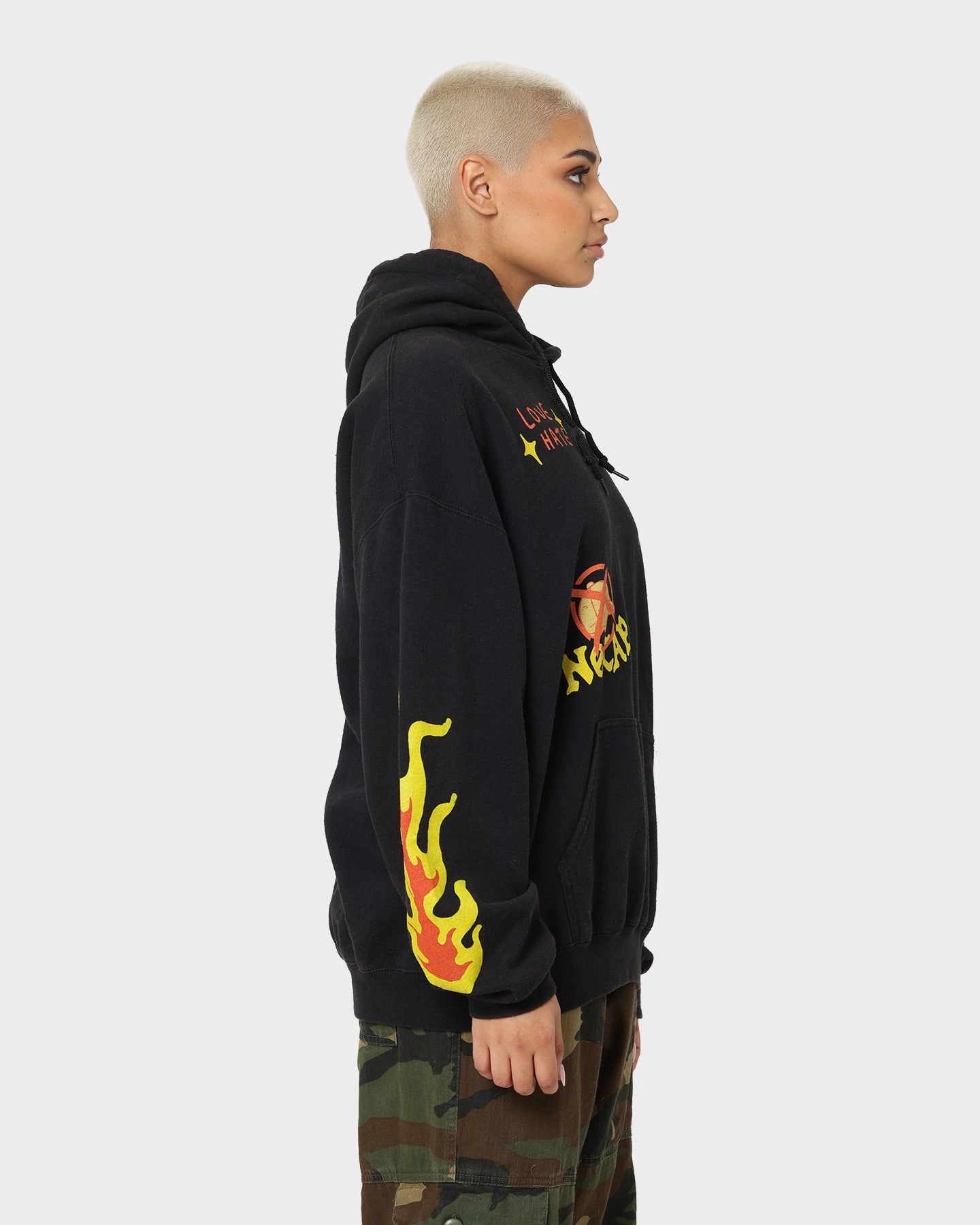 Active Layer Goat Crew All Over No Cap Vintage Hoodie Black Wash