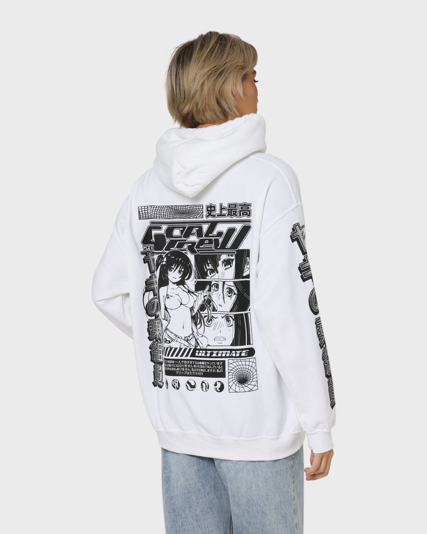 Wind Friendly Goat Crew Anime Hoodie White