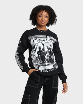 Goat Crew Anime Long Sleeve T-Shirt Black Biodegradable Options Breathable Mesh Panels