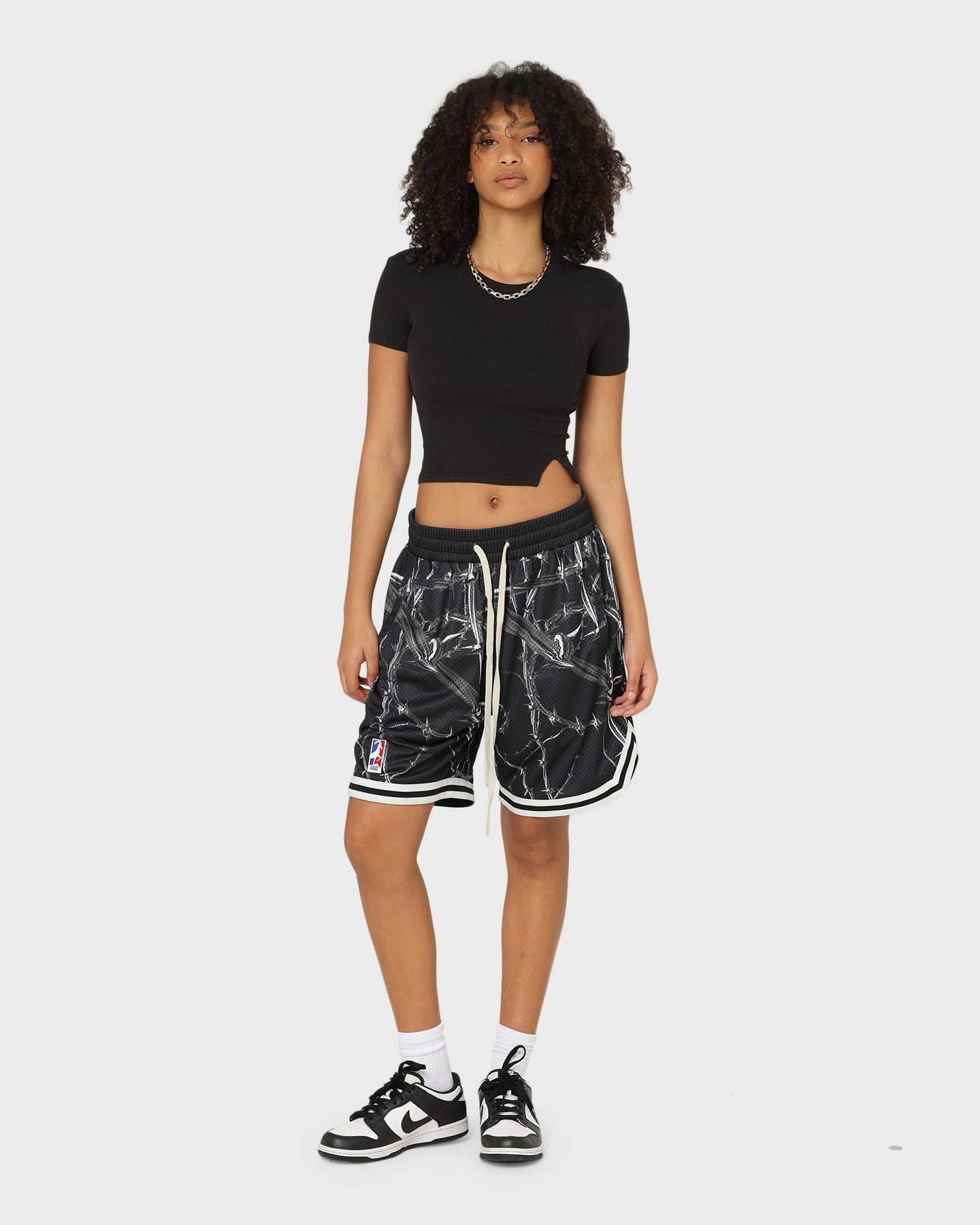 Goat Crew Barbed Wire Shorts Black/White Lace trim