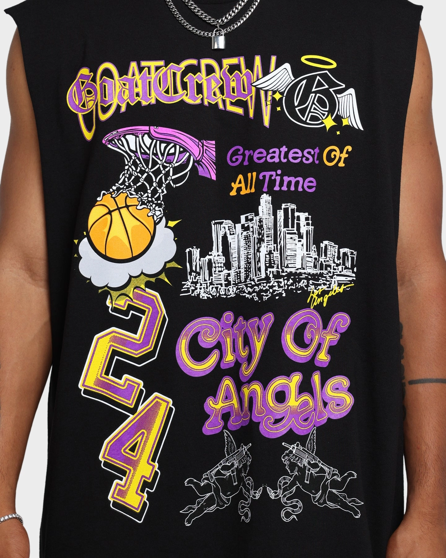 Goat Crew City Of Angels Muscle T-Shirt Black Light and Breezy Stylish Casual
