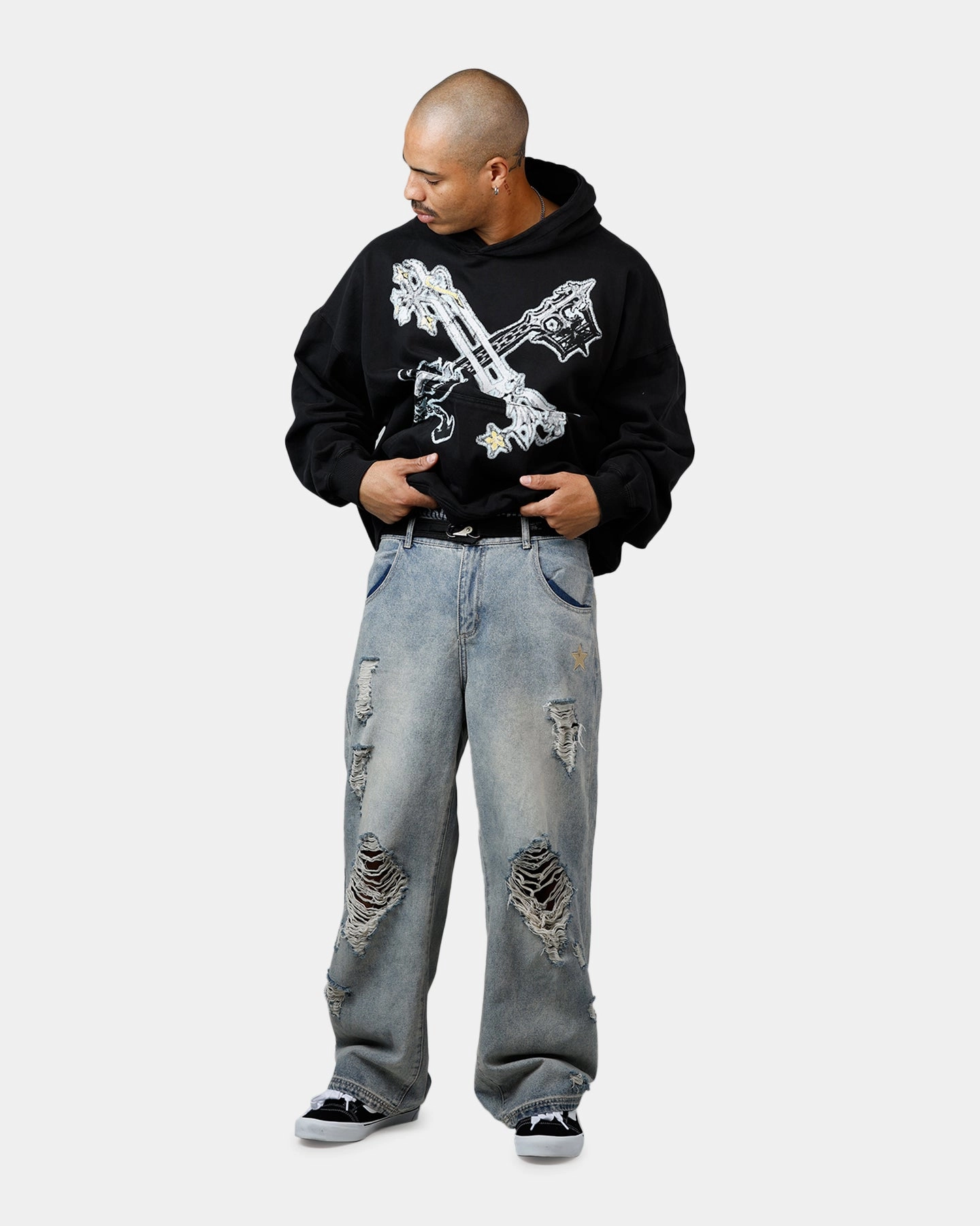 Bestow Polyester Goat Crew Disney Kingdom Hearts Roxas Premium Hoodie Black