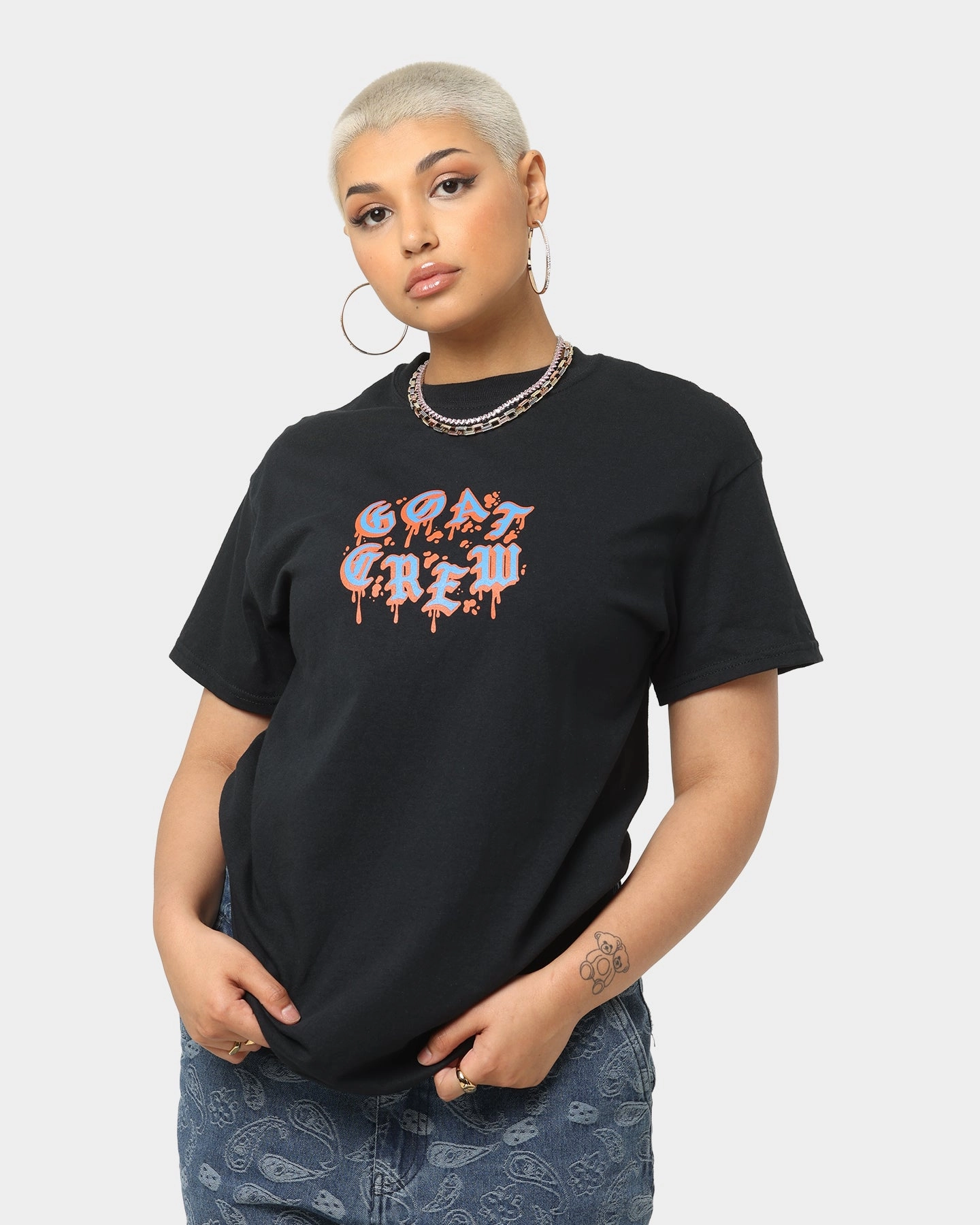 Casual Wear Perfect For Relaxing Goat Crew Drip Logo T-Shirt Black/Blue/Orange