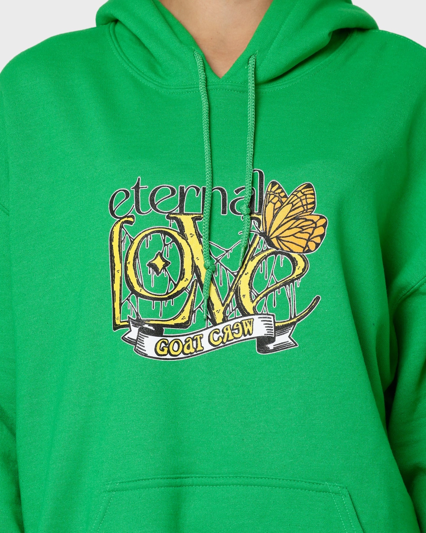 Lizard like Moisture Wicking Finish Goat Crew Eternal Love Hoodie Green
