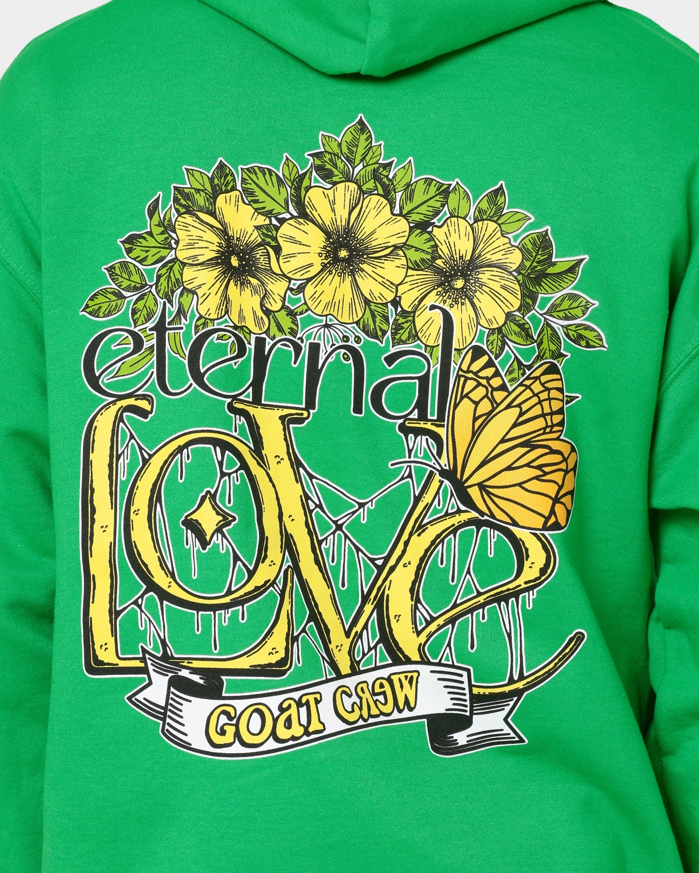 Beach club style Street Outfit Goat Crew Eternal Love Hoodie Green