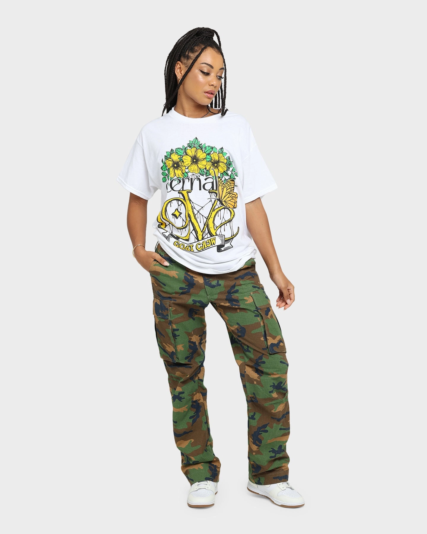 Breathable Material Goat Crew Eternal Love Vintage T-Shirt White