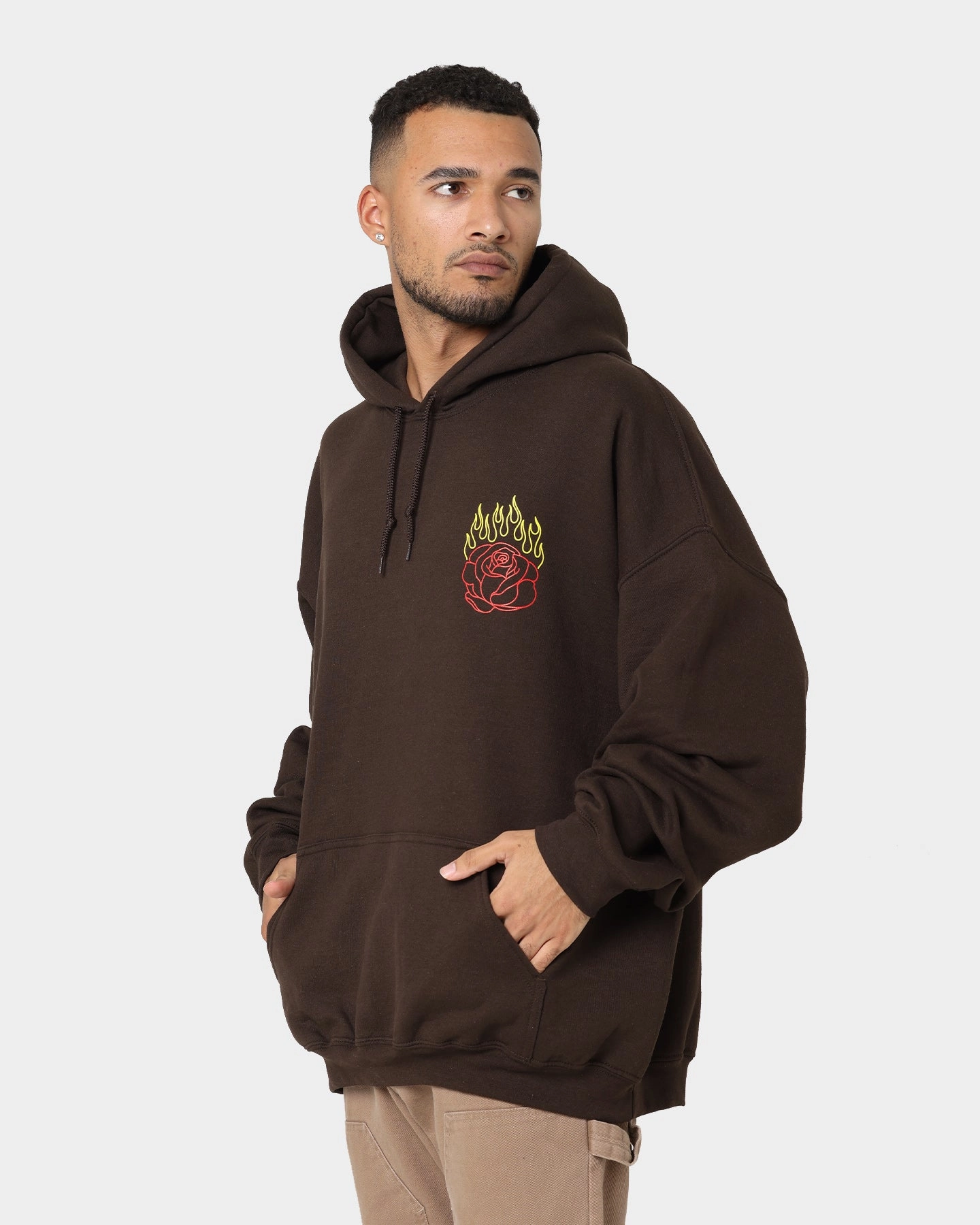 Goat Crew Fire Rose Hoodie Brown Comfy Layer
