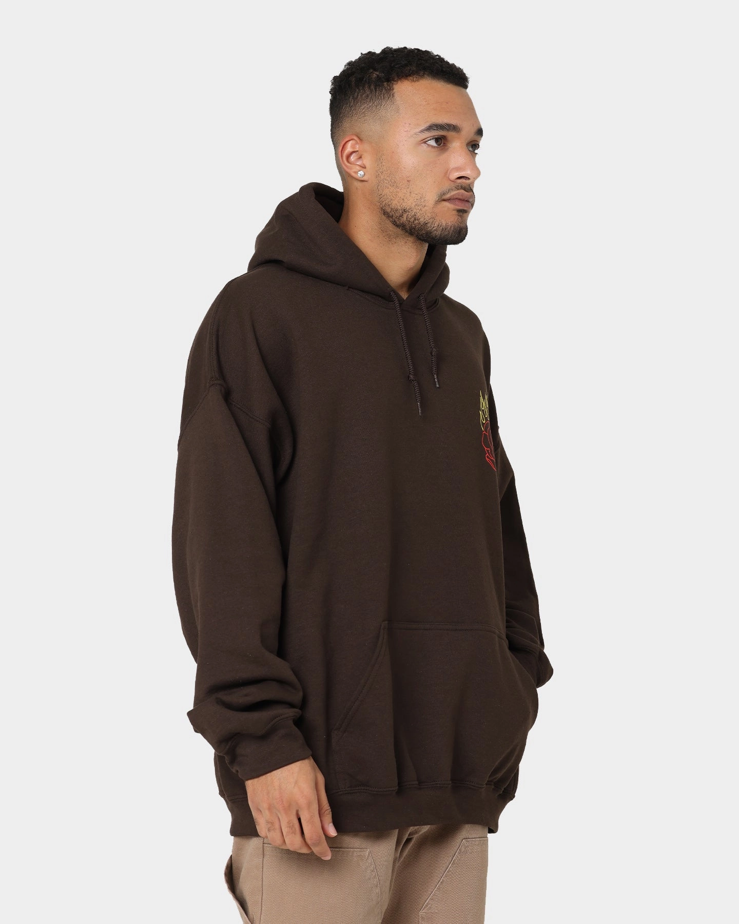 Insulated Shield Reflective Trim Goat Crew Fire Rose Hoodie Brown