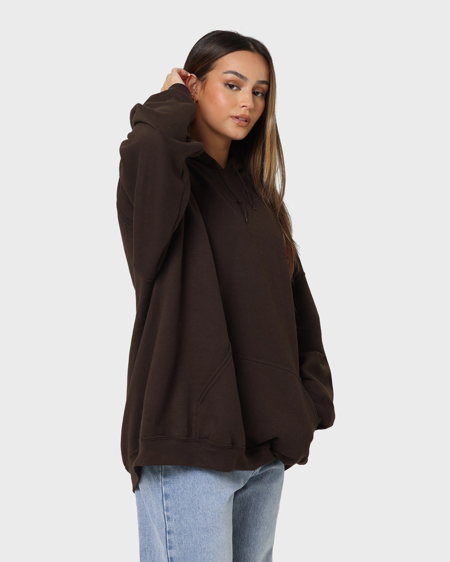 Lightweight Comfort Goat Crew Fire Rose Hoodie Brown