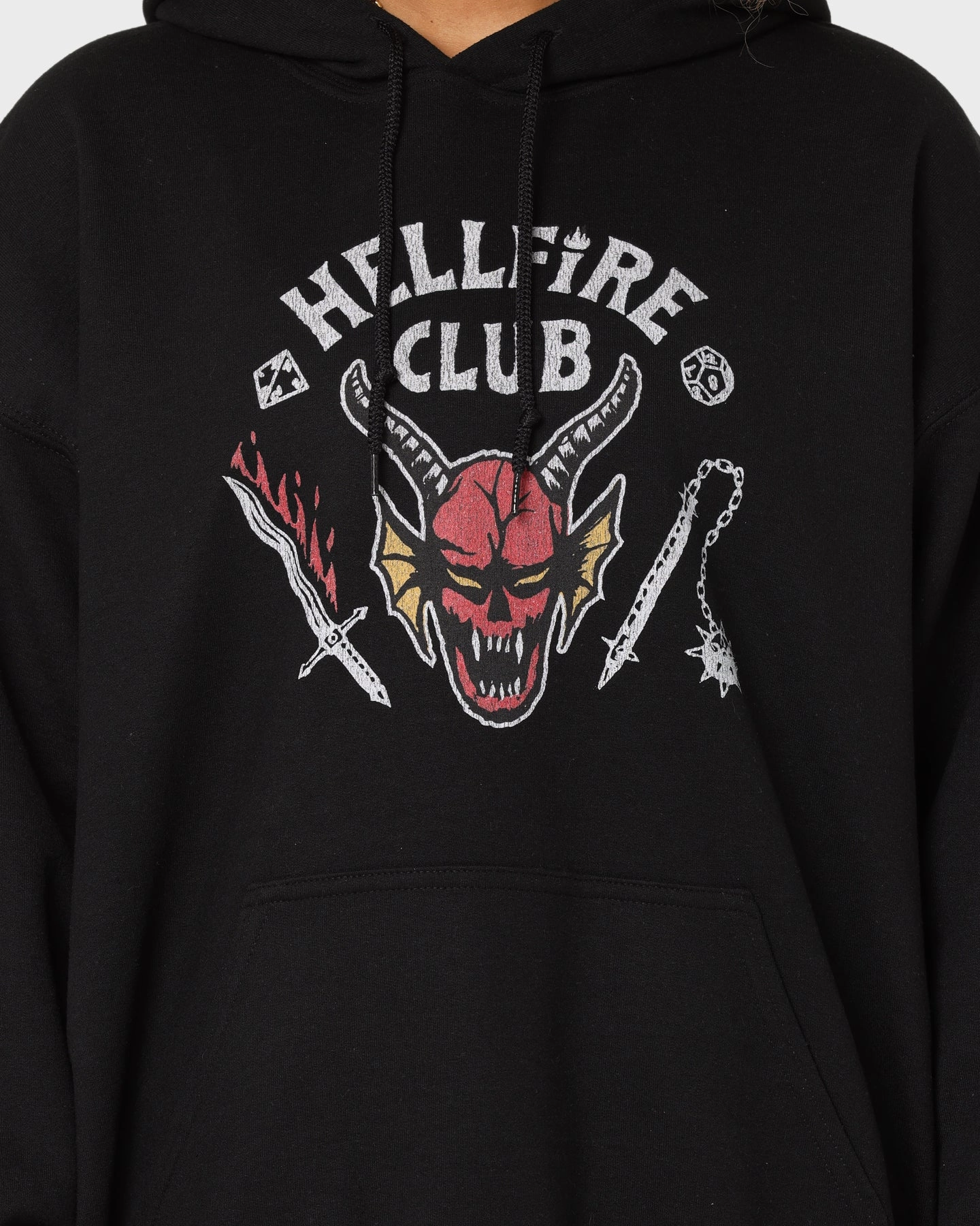 Goat Crew Goat Crew X Stranger Things Hellfire Hoodie Black Seam Free Shoulders Bold colors