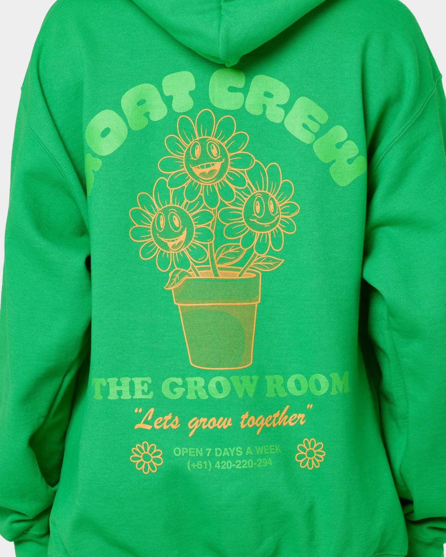Goat Crew Grow Room Hoodie Green Compression Strap Adjustment