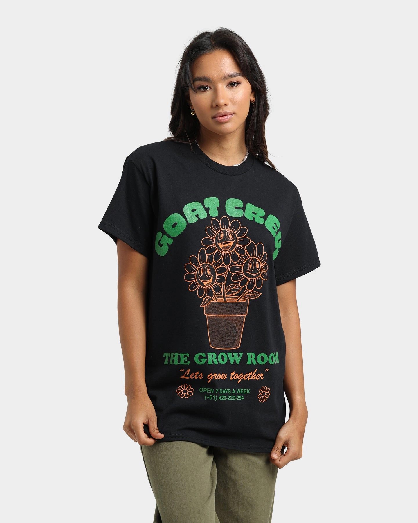 Summer Wear Goat Crew Grow Room T-Shirt Black