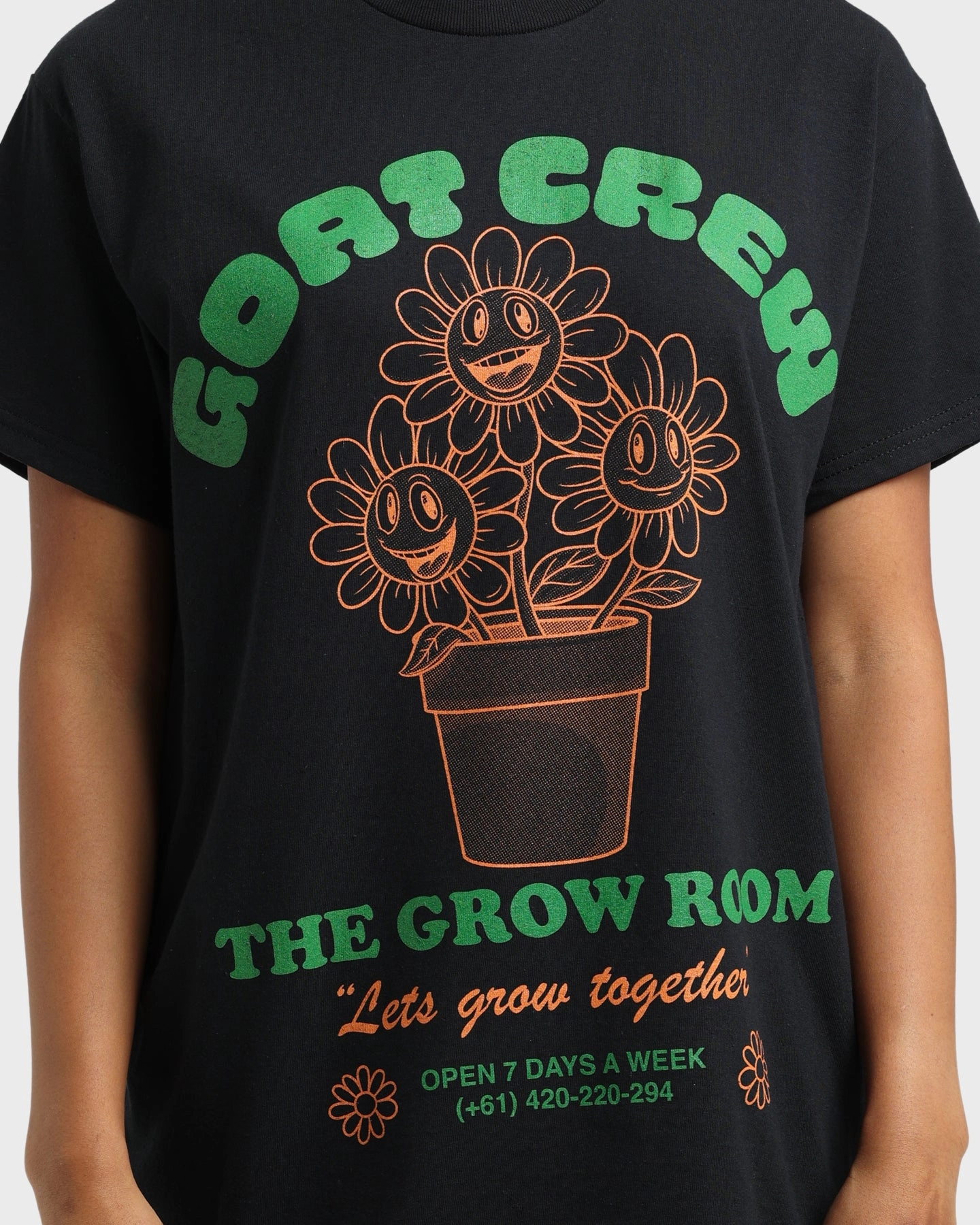Goat Crew Grow Room T-Shirt Black Comfy Layer BreathableMeshLining