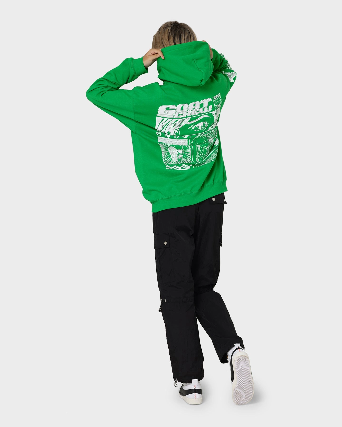 Goat Crew Harajuku Hoodie Green Side Pockets Limited Edition