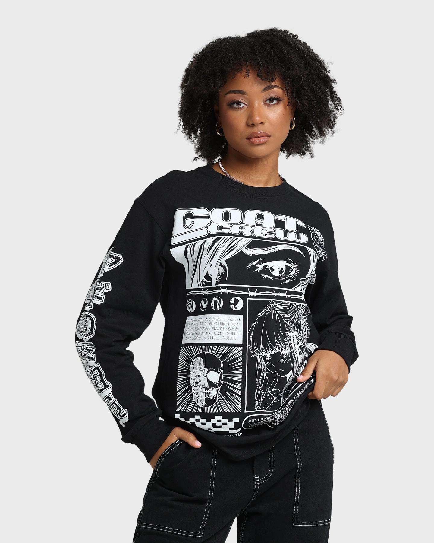 Goat Crew Harajuku Long Sleeve T-Shirt Black Minimalist fashion