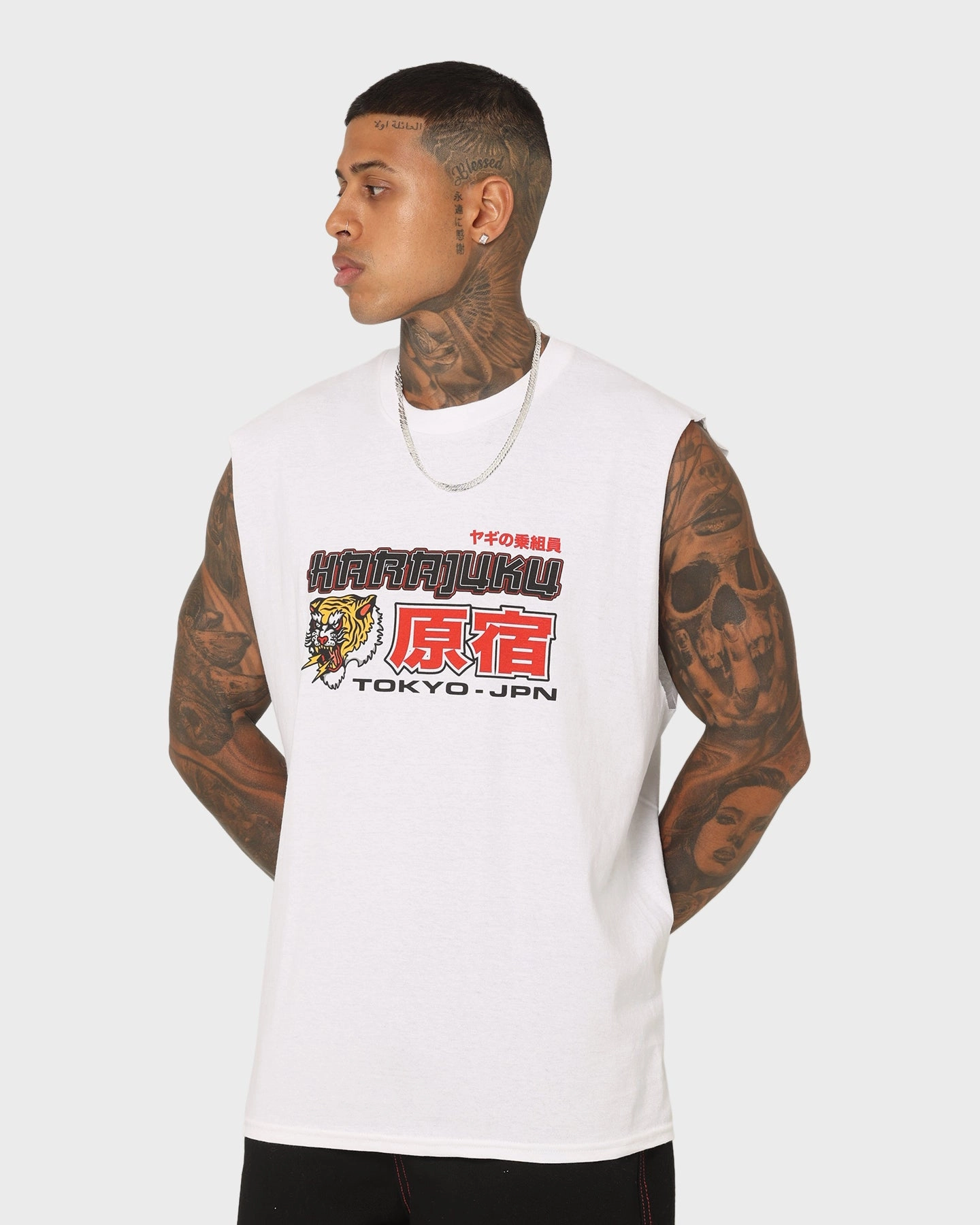 Goat Crew Harajuku Muscle T-Shirt White Quick Fit