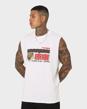Goat Crew Harajuku Muscle T-Shirt White Quick Fit