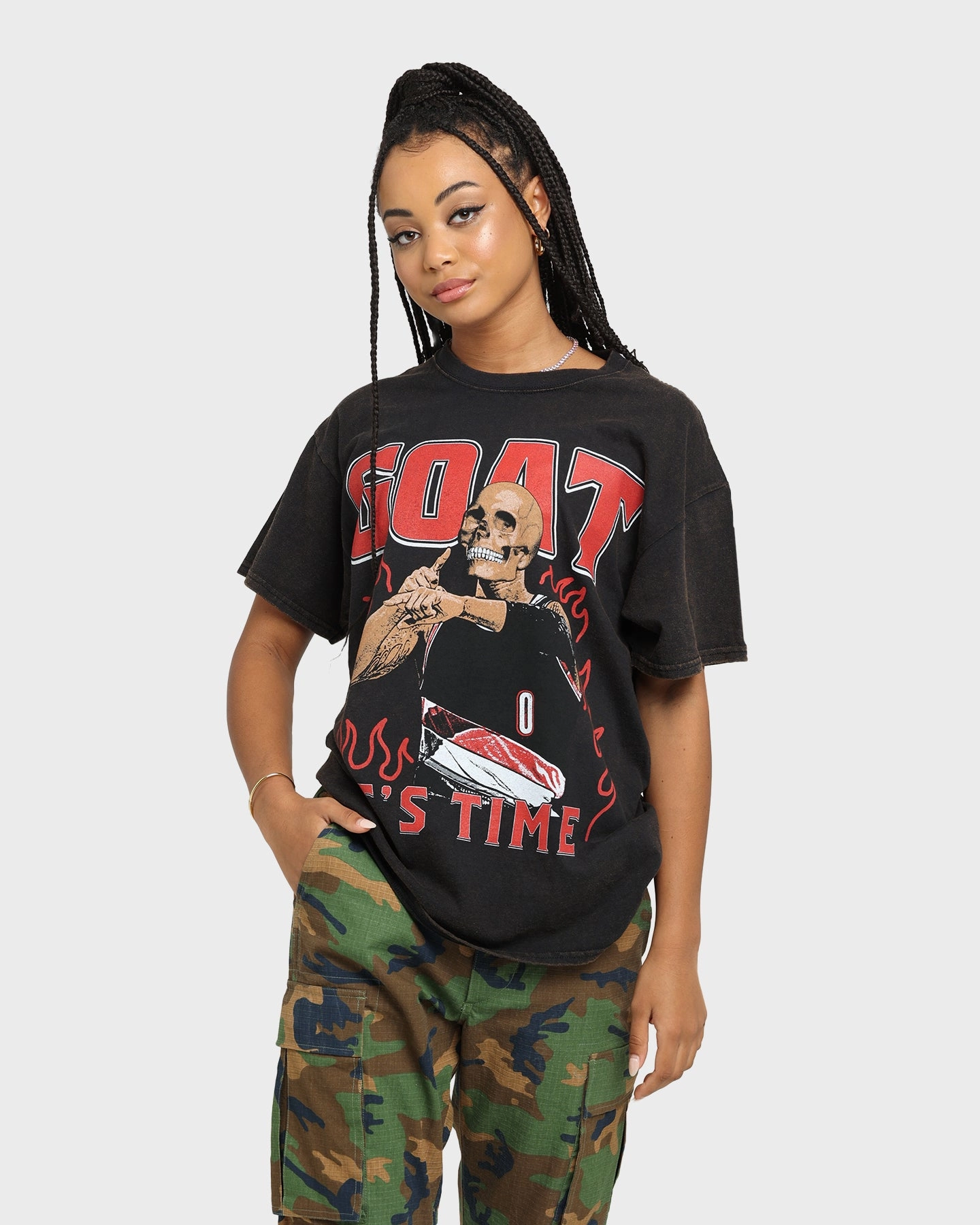 Stretch Fabric Technology Goat Crew It's Time Vintage T-Shirt Black Wash