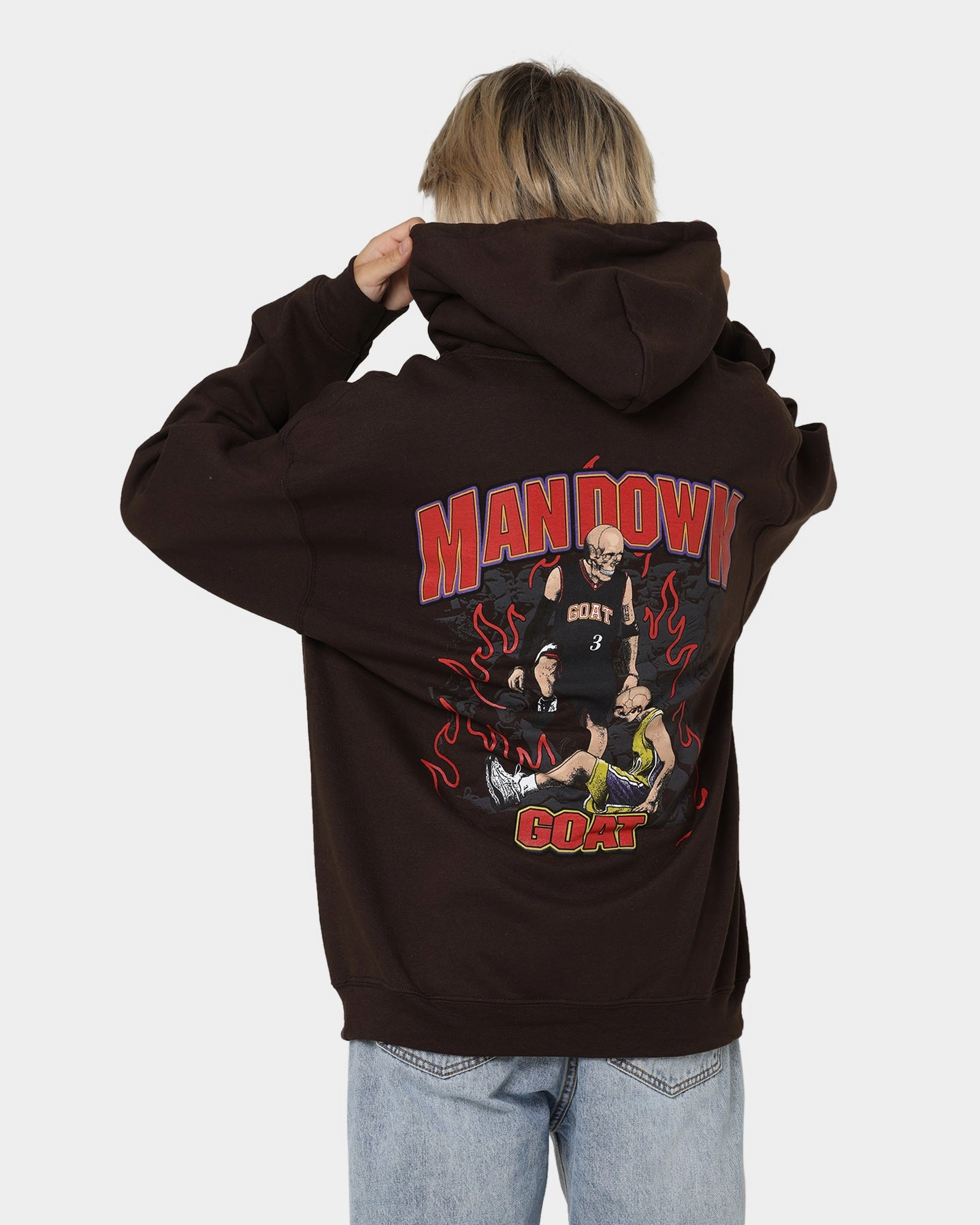 Top Rated Retro Style Goat Crew Man Down Hoodie Brown