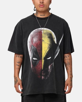 Goat Crew Marvel Deadpool and Wolverine Heavy T-Shirt Vintage Black Autumn Wear