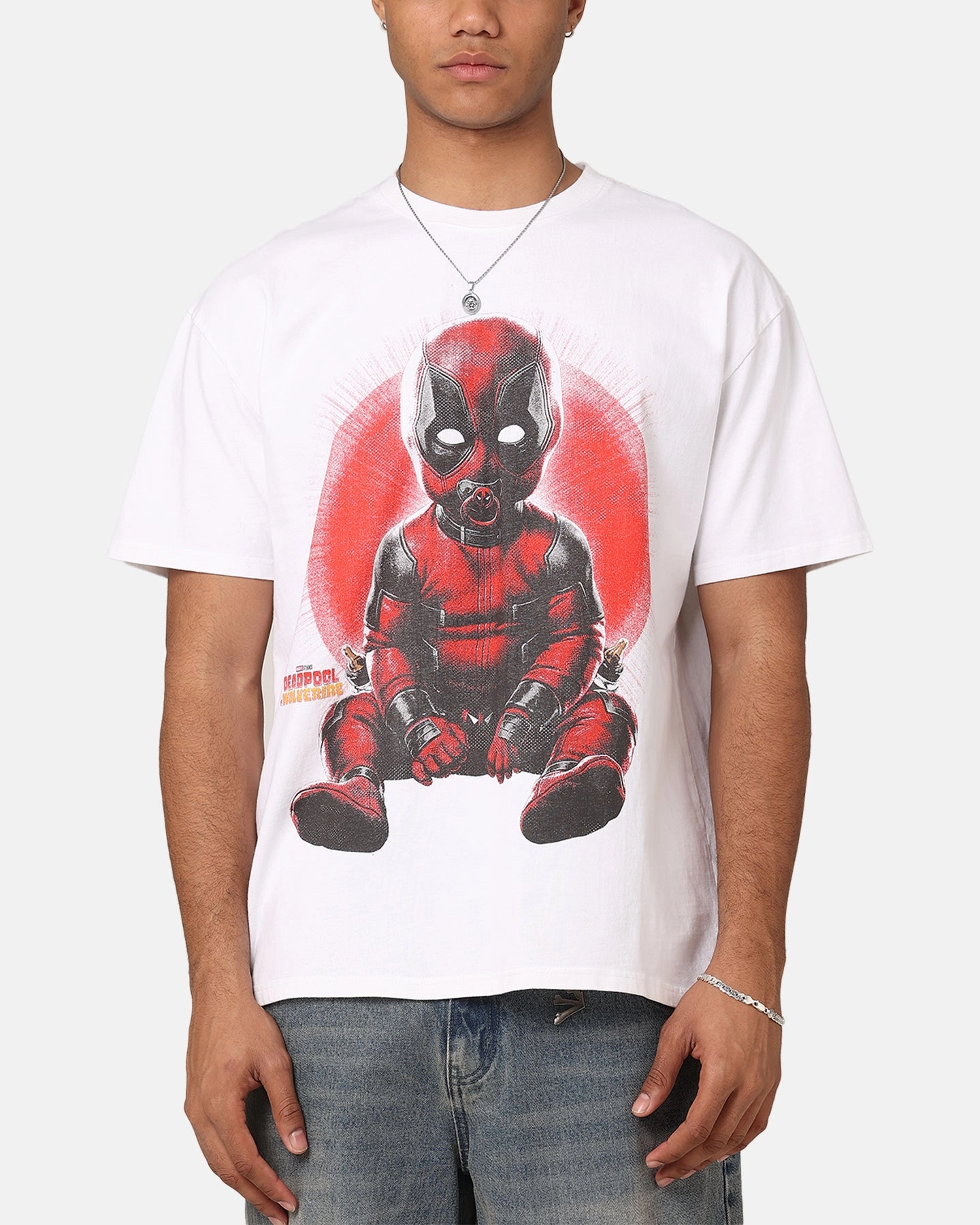 Sustainable Material Blend Casual layering piece Goat Crew Marvel Deadpool Babypool Vintage T-Shirt White
