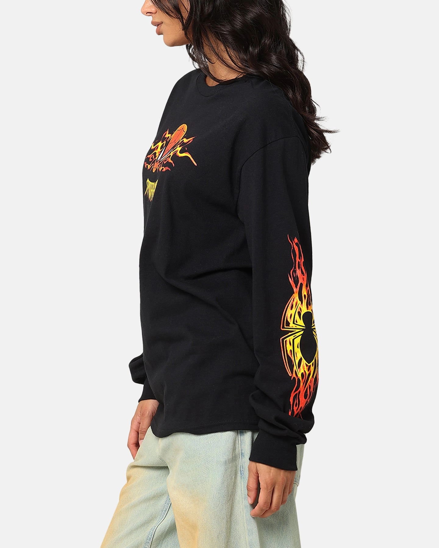 Goat Crew Marvel Spider-Man Y2K Spidey Long Sleeve T-Shirt Black High-Quality Fabric