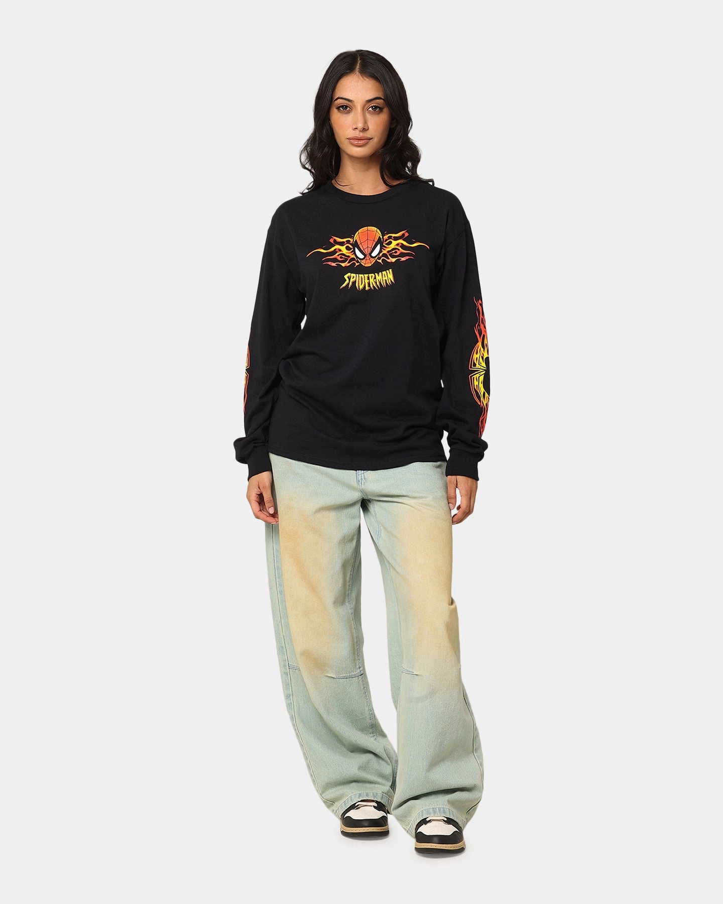 Goat Crew Marvel Spider-Man Y2K Spidey Long Sleeve T-Shirt Black Casual Layer Wear