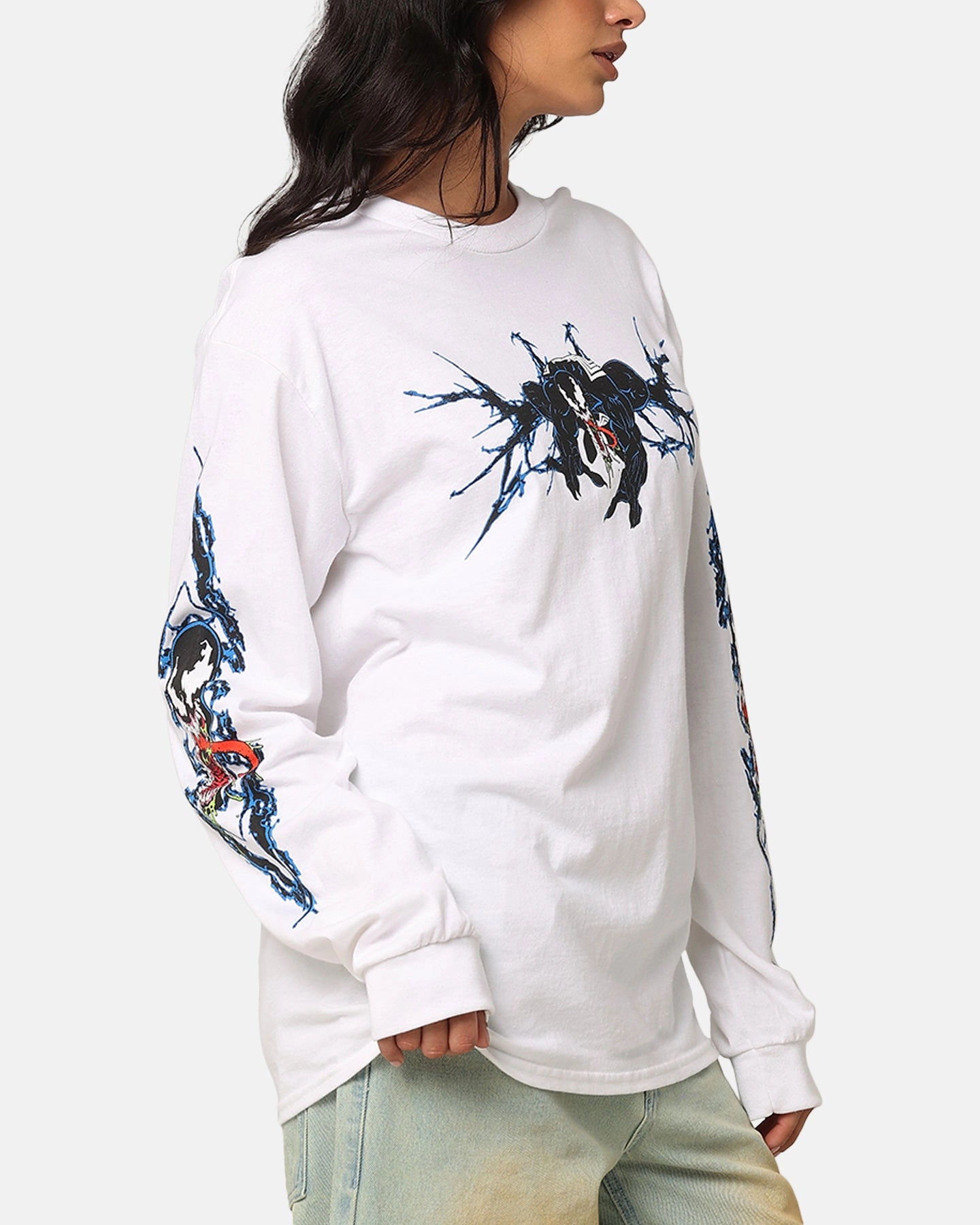 Bold colors Goat Crew Marvel Spider-Man Y2K Venom Long Sleeve T-Shirt White