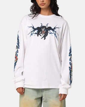 Simple and Relaxed Goat Crew Marvel Spider-Man Y2K Venom Long Sleeve T-Shirt White