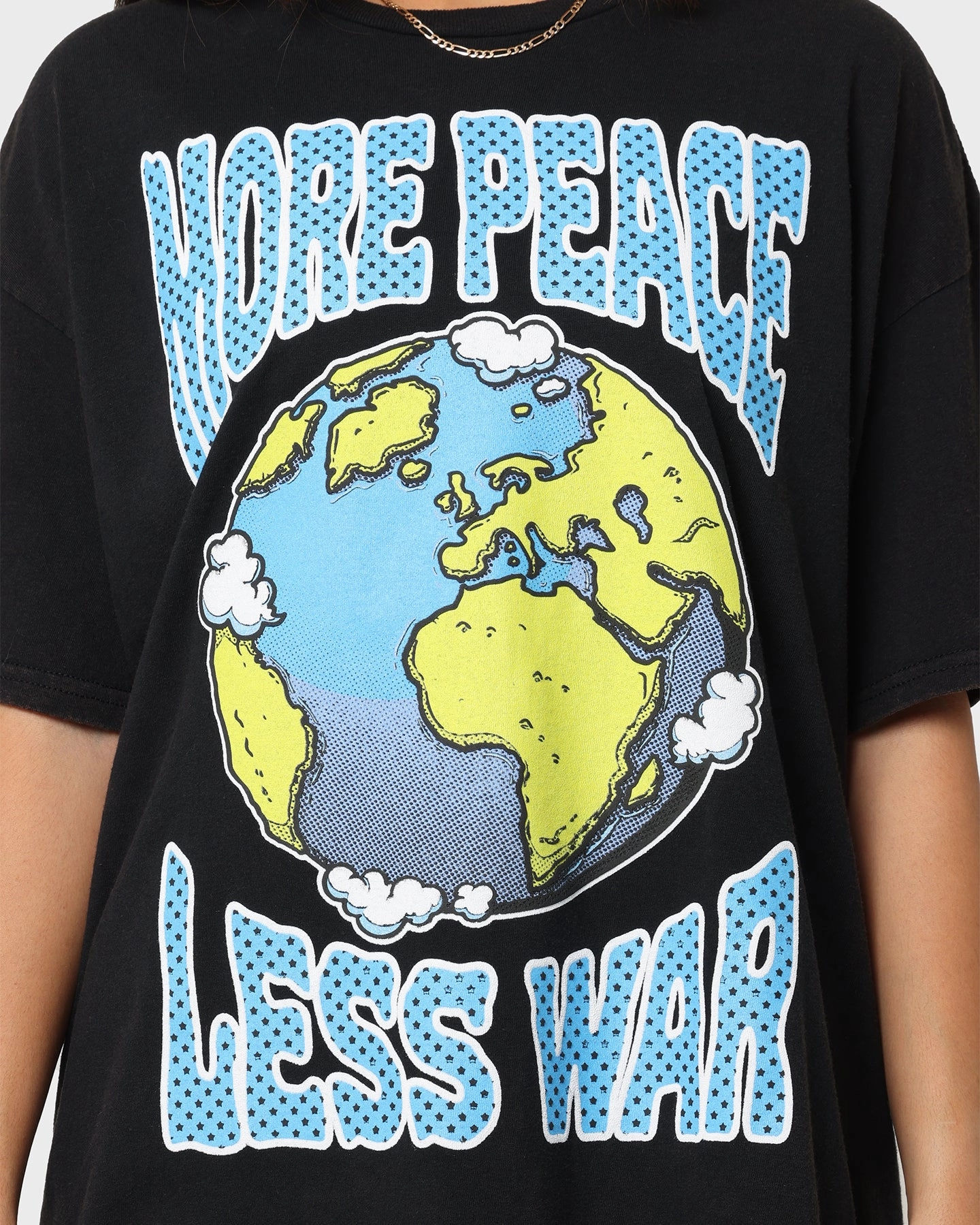 Pullover Goat Crew More Peace Less War Vintage T-Shirt Washed Black