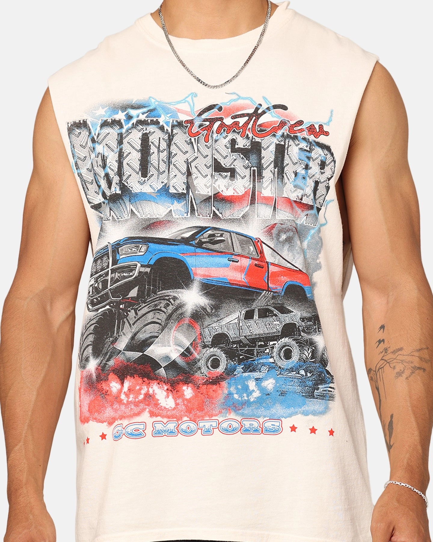Goat Crew Motors Muscle T-Shirt Off White Brushed Interior Lining Street Casual Look
