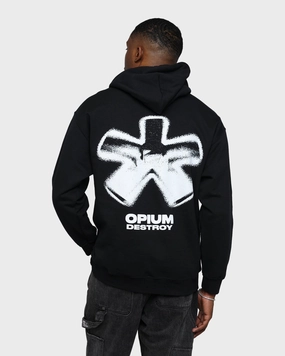 Outdoor Comfort Printed Goat Crew Opium Hoodie Black