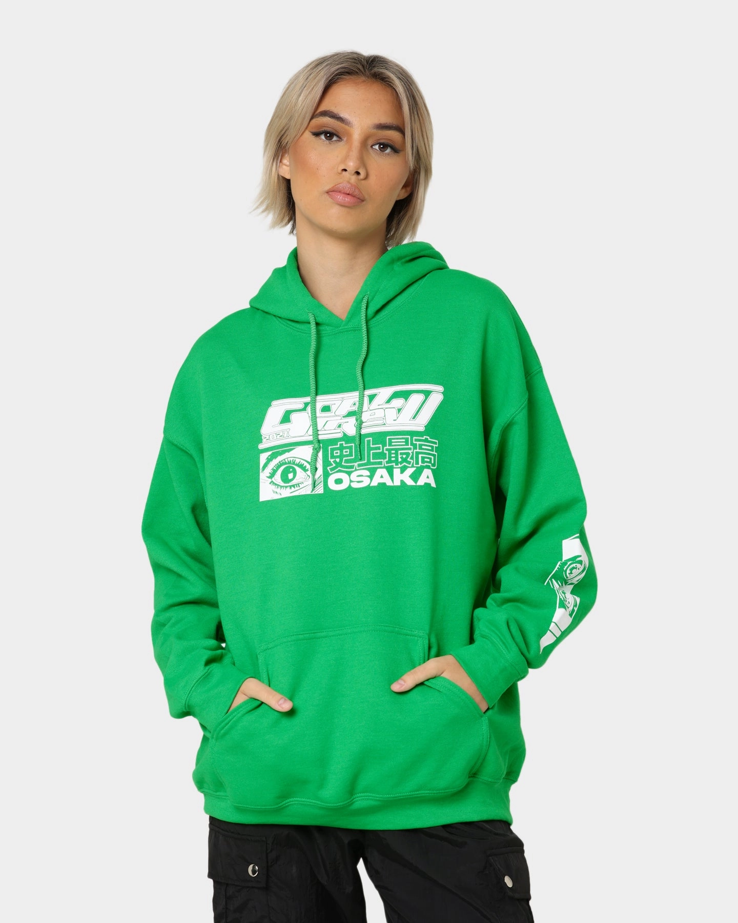 Goat Crew Osaka Hoodie Green Flexible Neckline Non Restrictive Silhouette