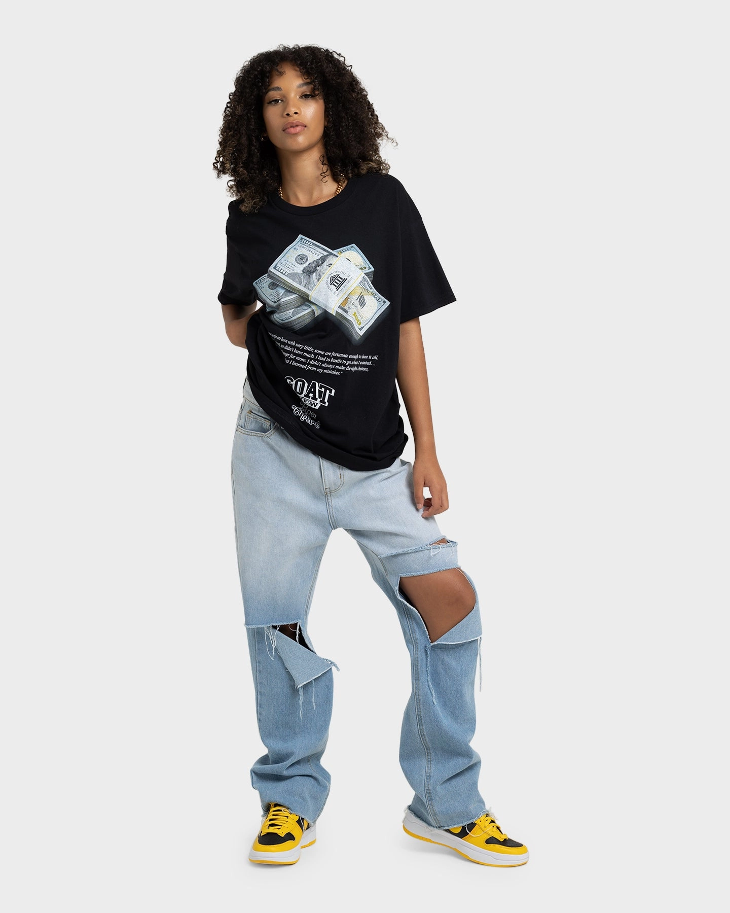 Sophisticated Casual Goat Crew Paper Chasers T-Shirt Black