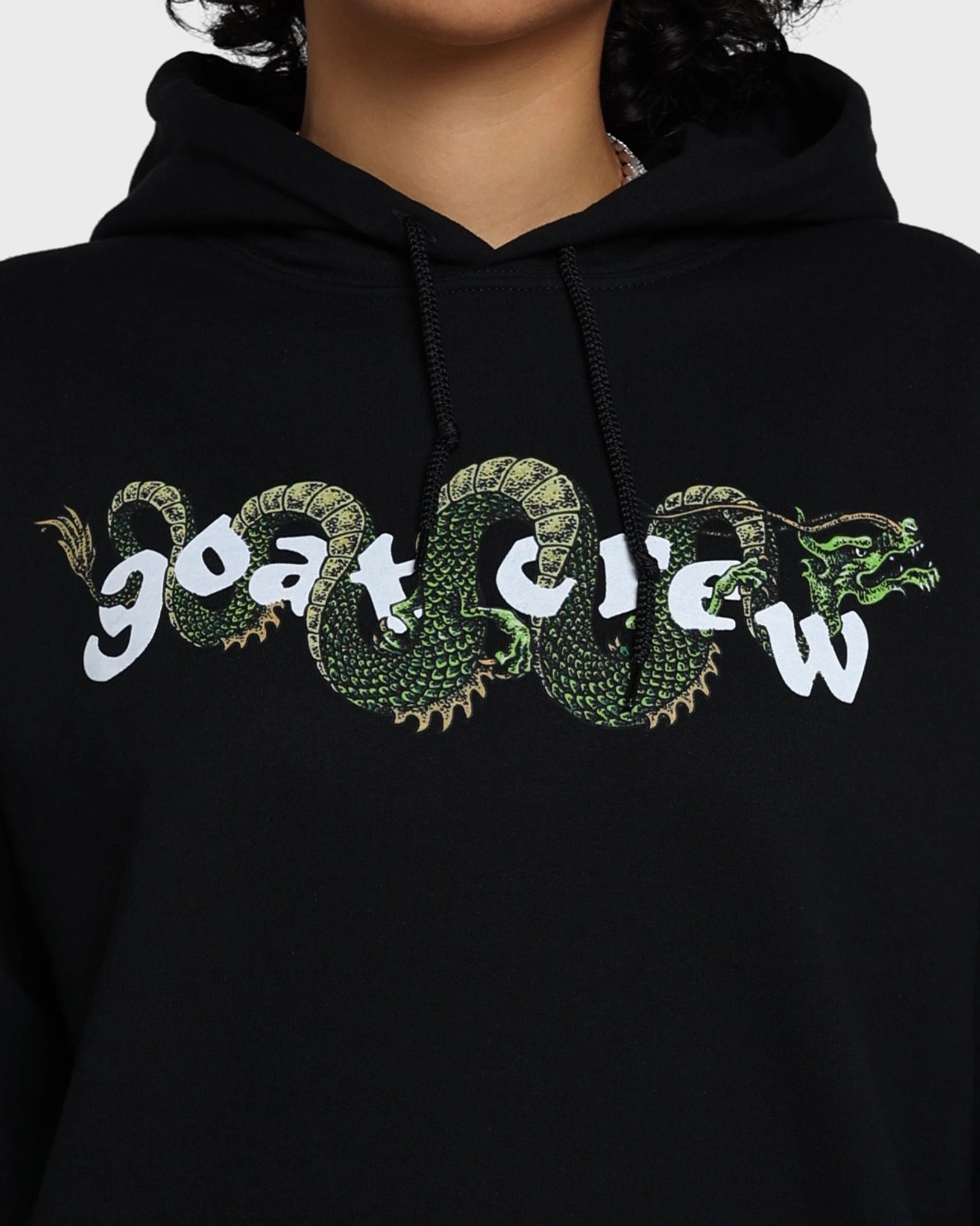 multiple pockets WaterResistantCoating Goat Crew Sleeping Dragons Hoodie Black
