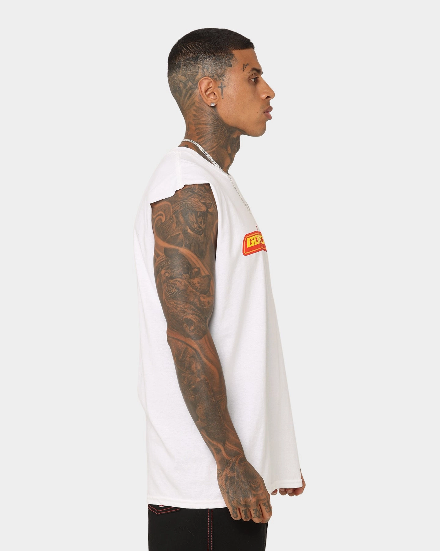 Comfortable Design Goat Crew Star Muscle T-Shirt White