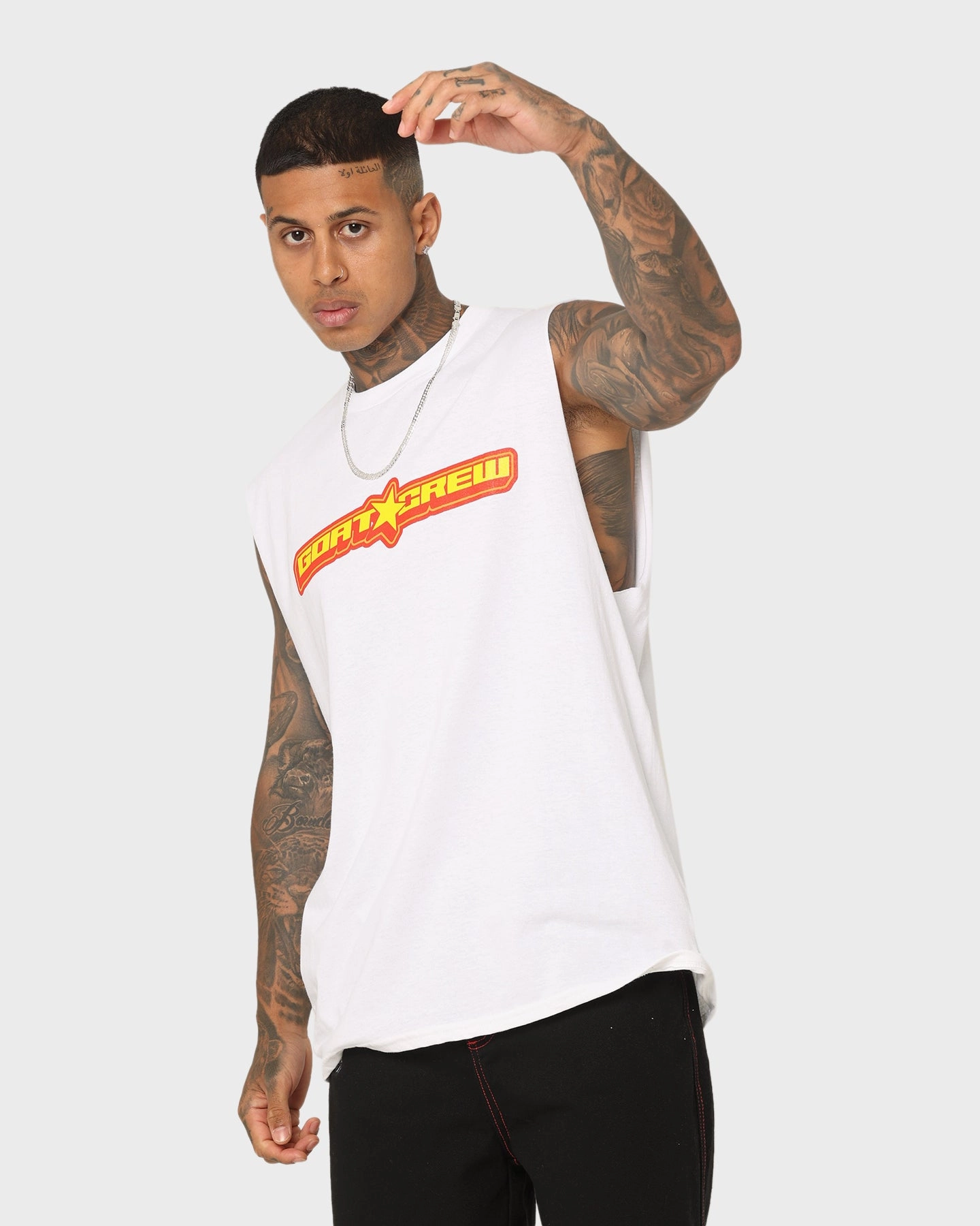 Low Environmental Impact Easy Fit Wear Goat Crew Star Muscle T-Shirt White