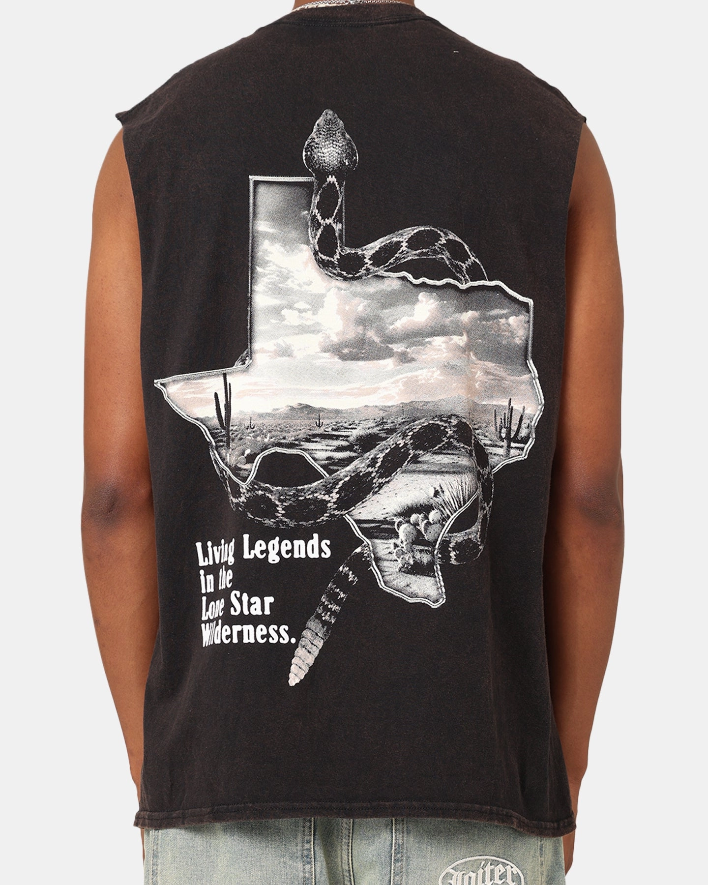 Stylish Comfort Goat Crew Texas Vintage Muscle T-Shirt Black Wash