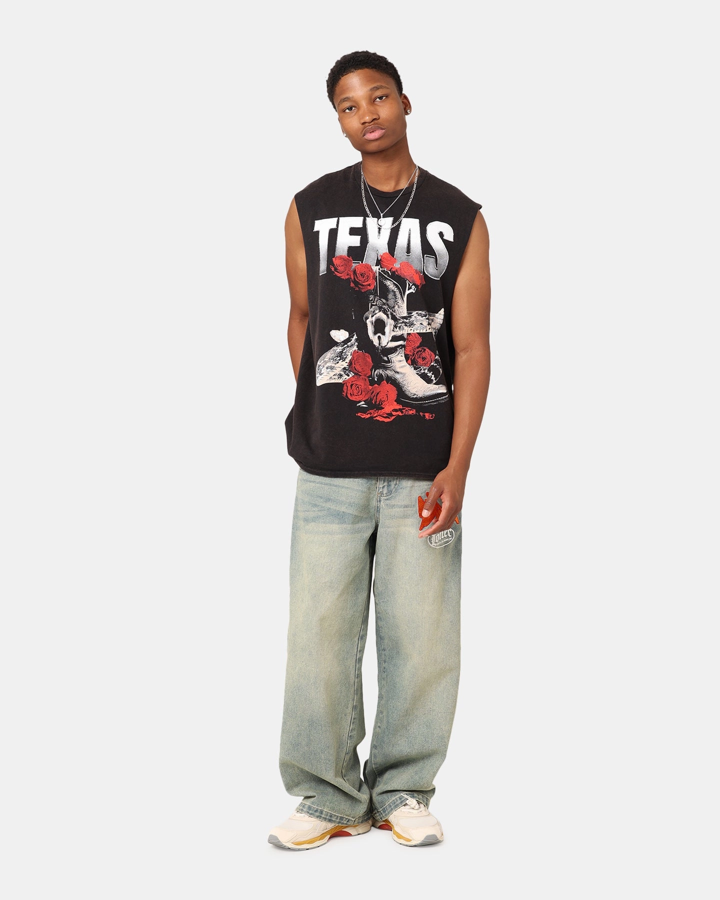 Summer Fashion Goat Crew Texas Vintage Muscle T-Shirt Black Wash