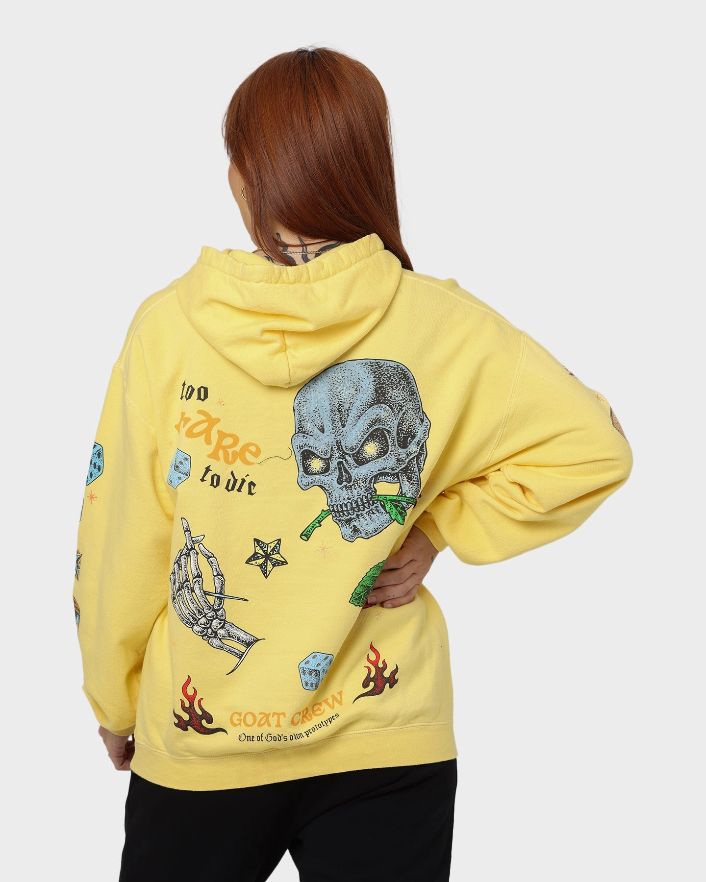 Fashionable Style Foldable Collar Goat Crew Too Weird To Live Hoodie Butter