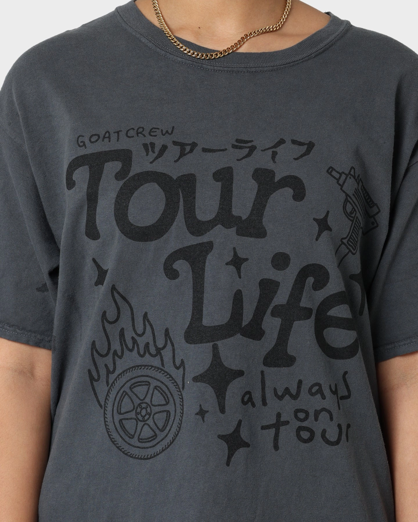 Essential layering piece Pastel color Goat Crew Tourlife T-Shirt Off Black