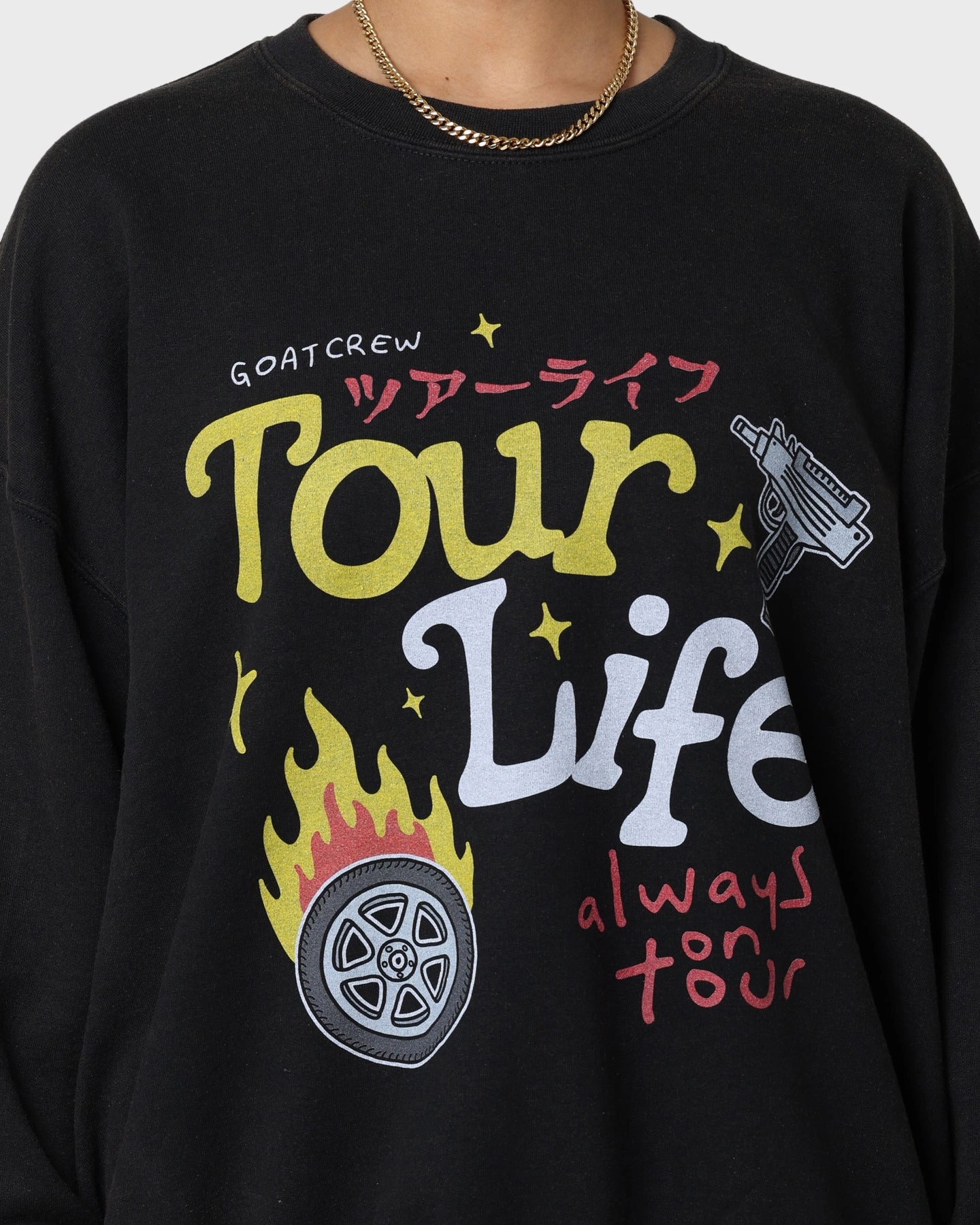 Goat Crew Tourlife Vintage Crewneck Black Eco Friendly Fabric Active Layer
