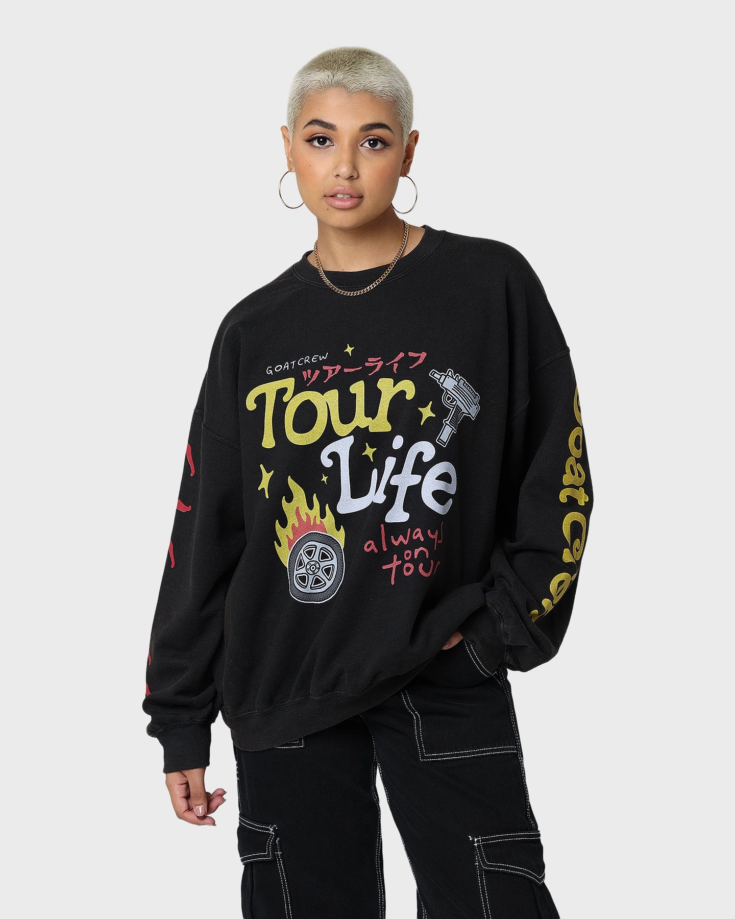 Weekend Style Trend Everyday Wear Goat Crew Tourlife Vintage Crewneck Black