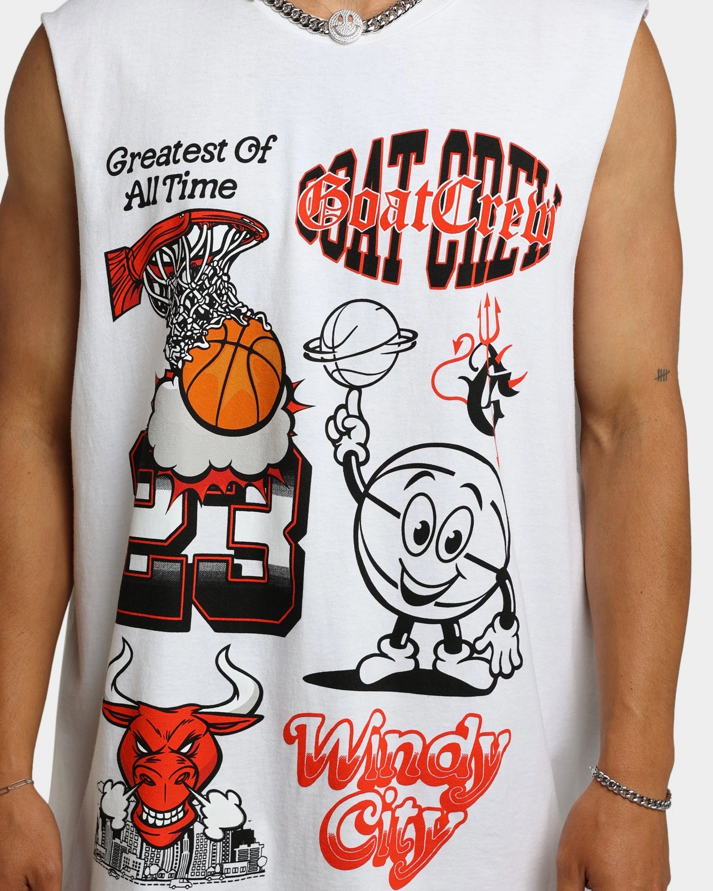 Stylish Wear anti static Goat Crew Windy City Muscle T-Shirt White