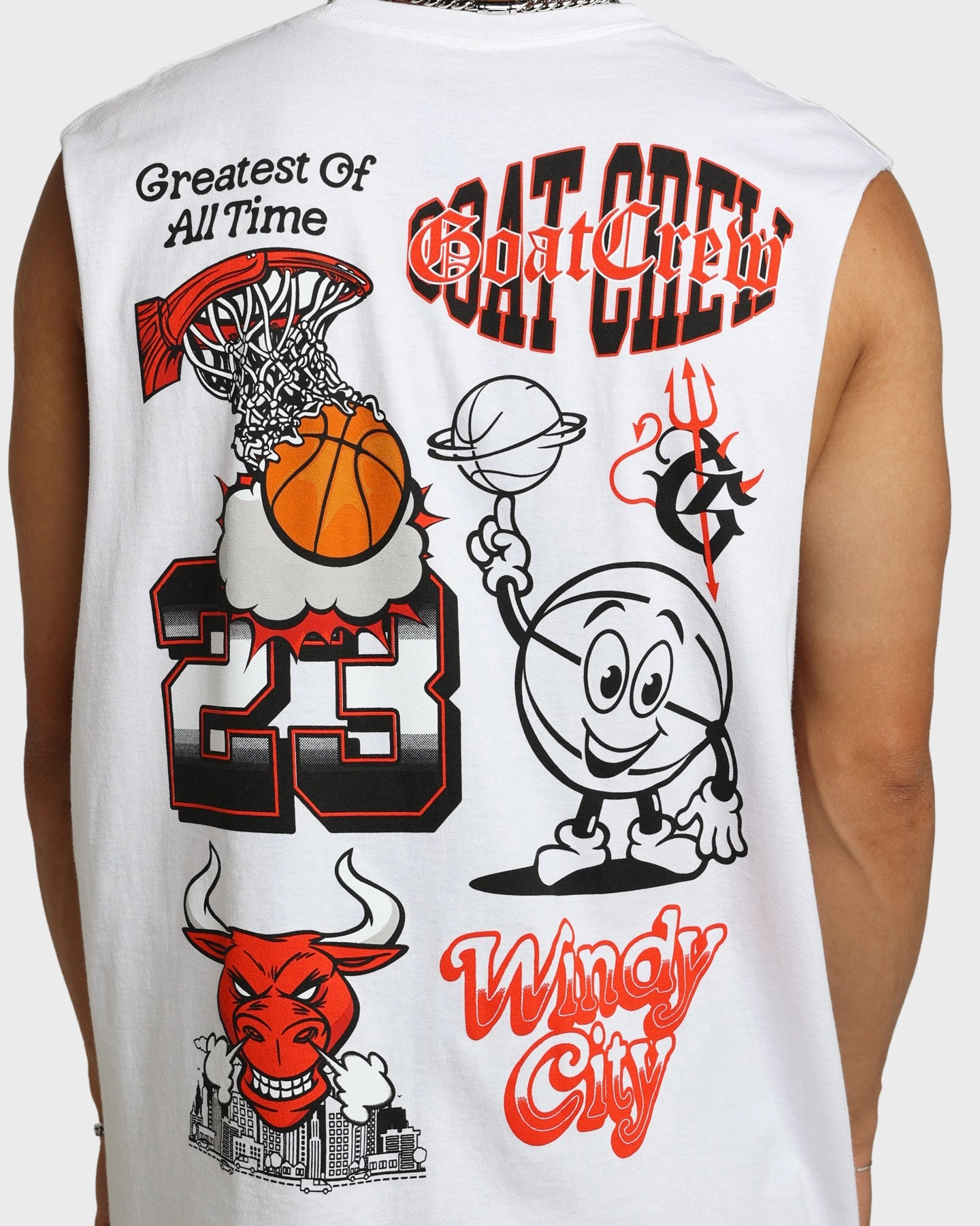 Goat Crew Windy City Muscle T-Shirt White Seam Free Shoulders casual outing